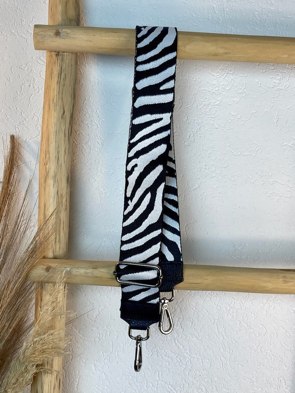 Taschengurt Zebra schwarz Muster weiß